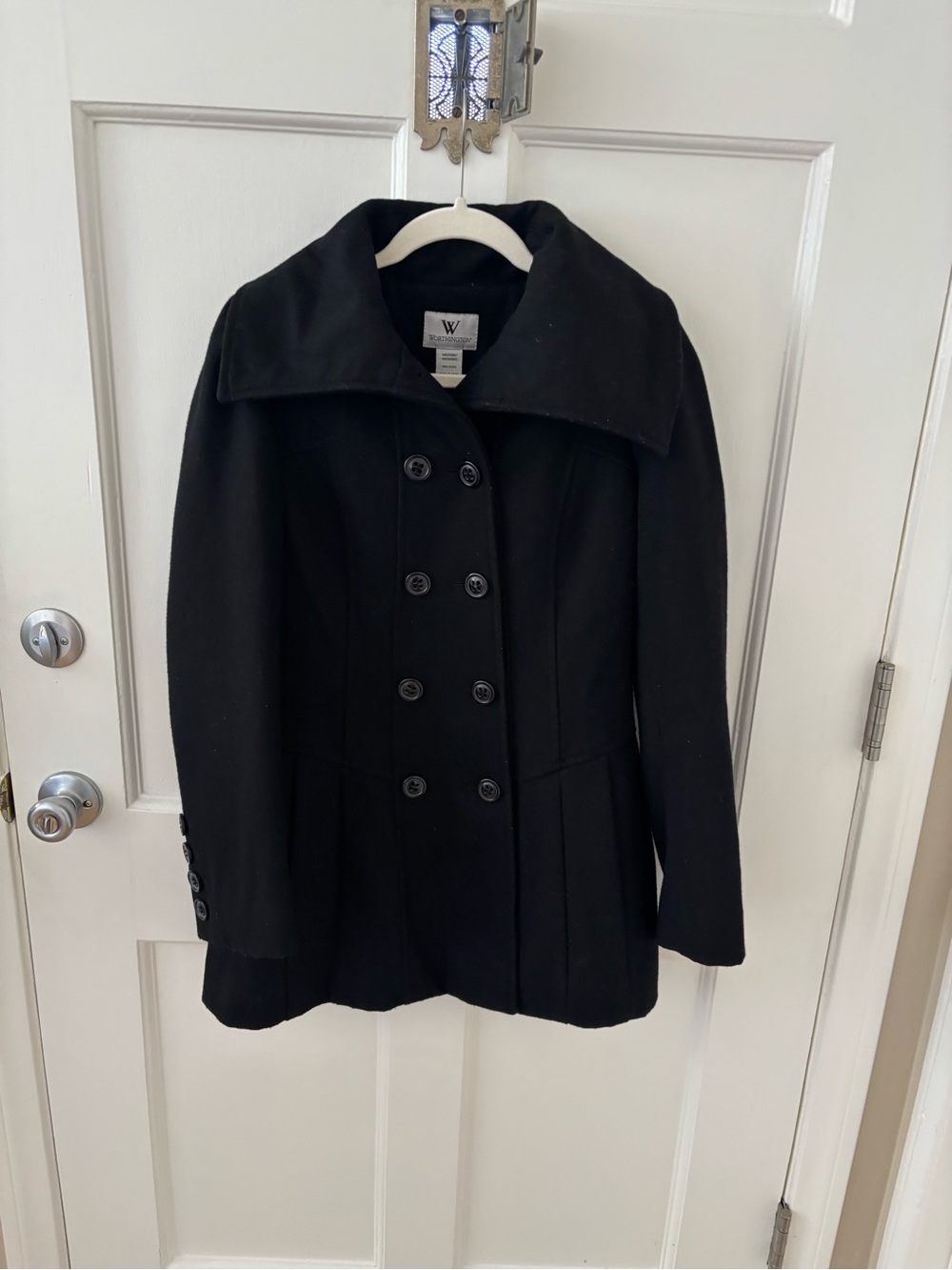 Worthington Black Double-Breasted Pea Coat - Picture 1 of 3